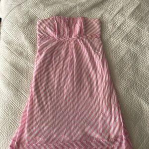 Lily Pulitzer strapless candy pink and white striped dress size 6.